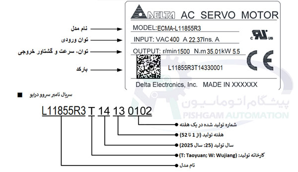 سروو موتور 5500 وات A2 دلتا بدون ترمز 1500 دور